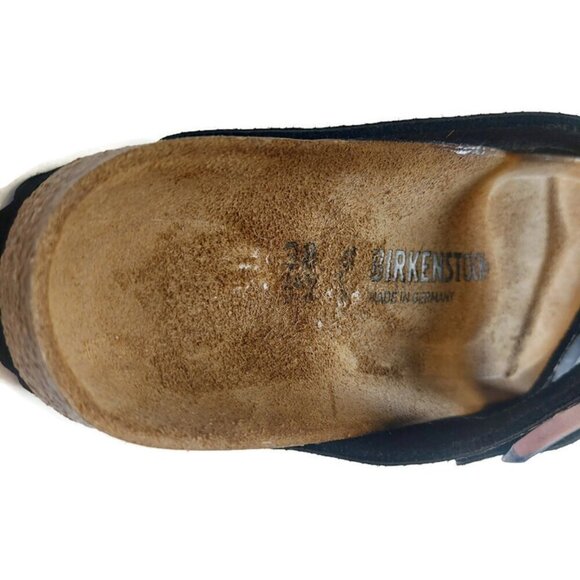 Birkenstock Arizona Sandals Mens 5 - 5.5 Womens 7 - 7.5 Black Python Narrow Cork - Picture 2 of 9
